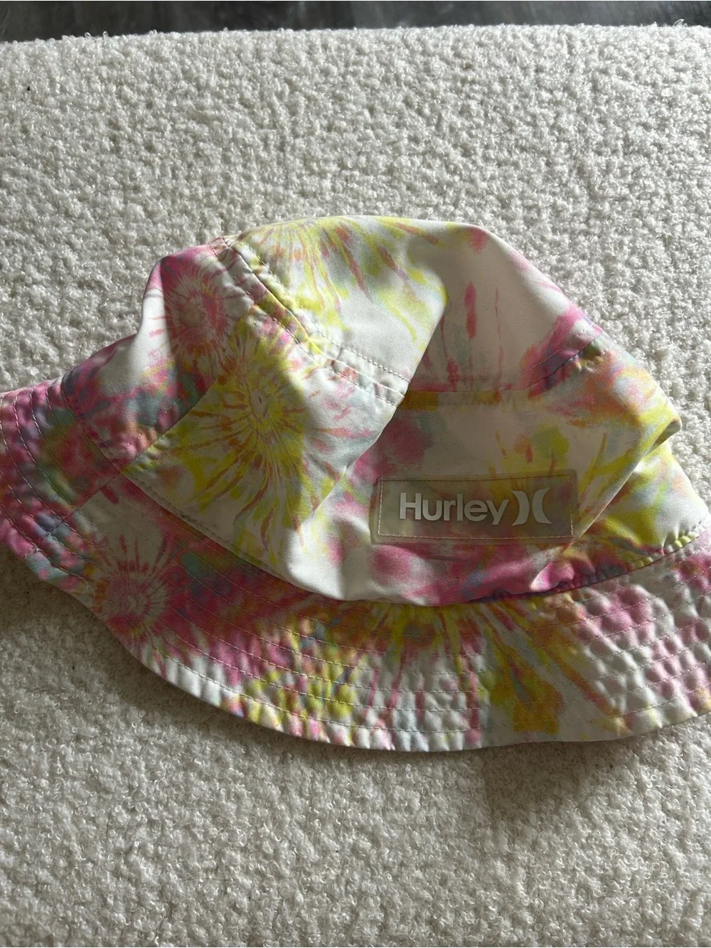 Hurley Pastel Tie-Dye  Girls Boys Bucket Hat in Pink & Yellow Youth ~ 4-12 years